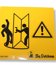 Aufkleber INT: Achtung - Tür vorsichtig öffnen 130x130mm